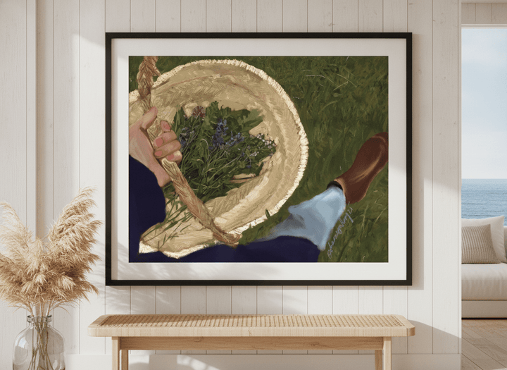 Neutral wall art displayed in a sunny coastal beach house