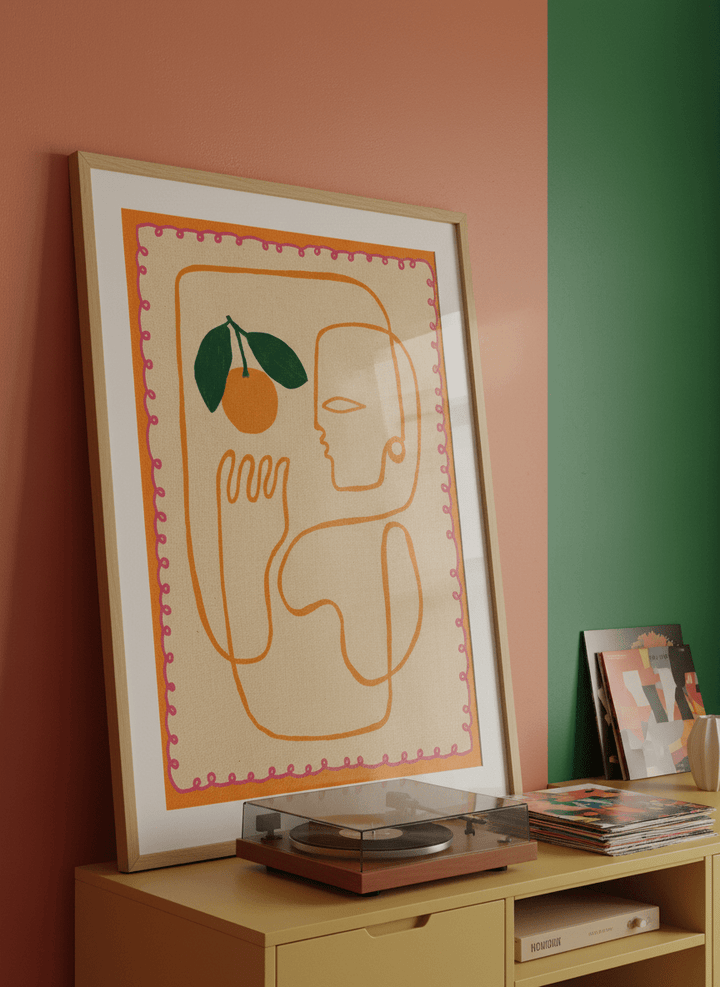 Bold wall art styled in a colourful, eclectic modern home