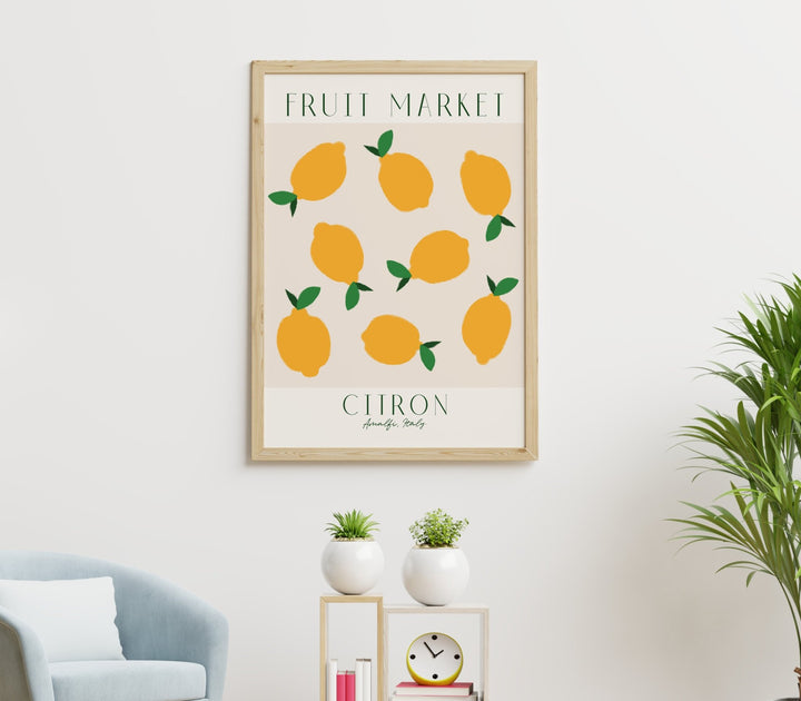 Fruit Market Lemon Citron Wall Art,diningroom,timber border