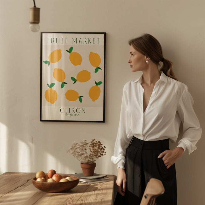 Fruit Market Lemon Citron Wall Art,diningroom,timber border