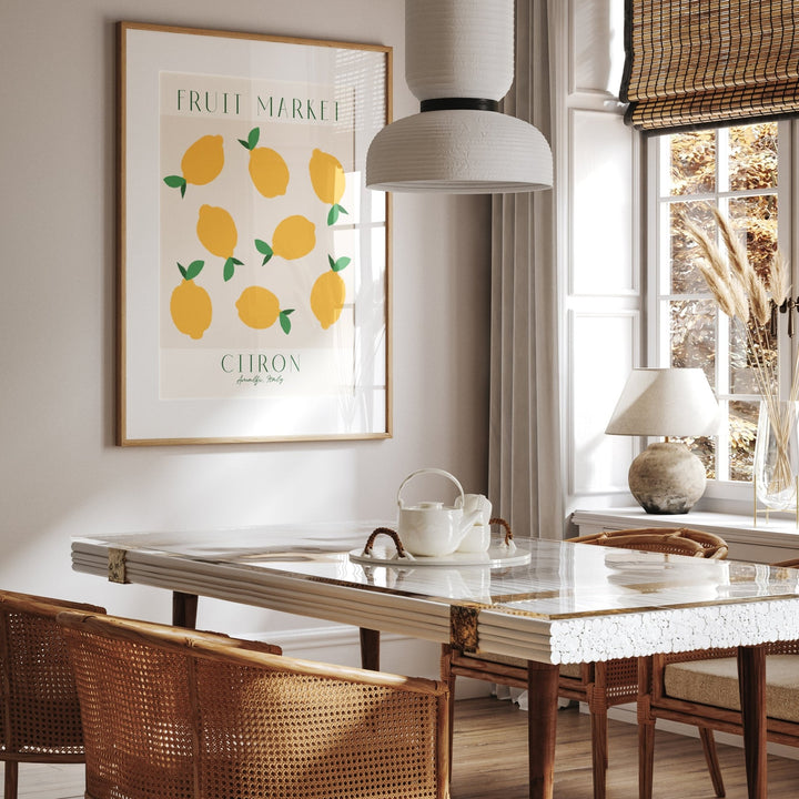 Fruit Market Lemon Citron Wall Art,diningroom,timber border