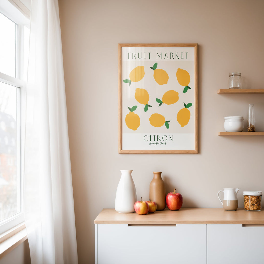 Fruit Market Lemon Citron Wall Art,diningroom,timber border