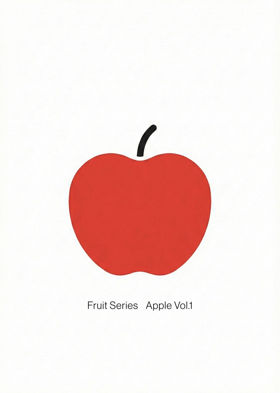 Red apple illustration with 'Fruit Series Apple Vol.1' text on a white background frame