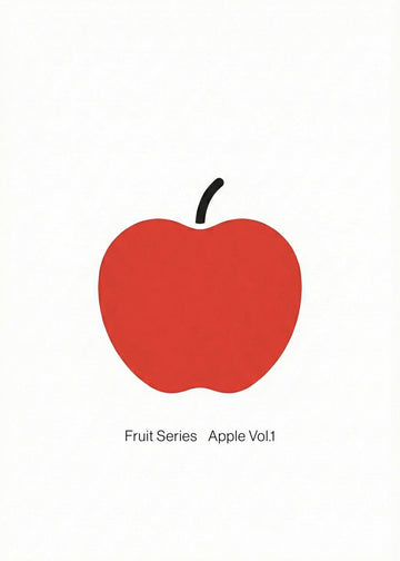Red apple illustration with 'Fruit Series Apple Vol.1' text on a white background frame