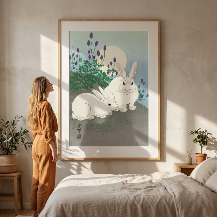 Full Moon Rabbits by Ohara Koson wall - art - picture - poster
