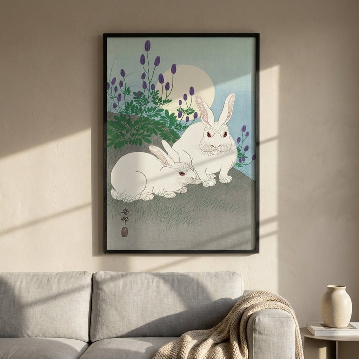 Full Moon Rabbits by Ohara Koson wall - art - picture - poster