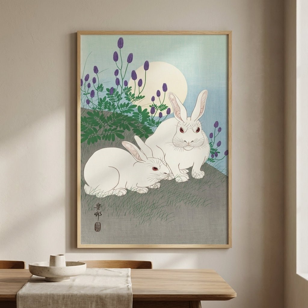 Full Moon Rabbits by Ohara Koson wall - art - picture - poster
