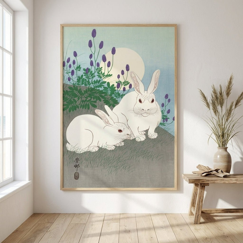 Full Moon Rabbits by Ohara Koson wall - art - picture - poster
