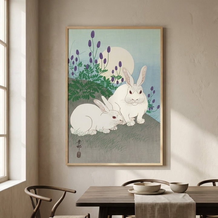 Full Moon Rabbits by Ohara Koson wall - art - picture - poster