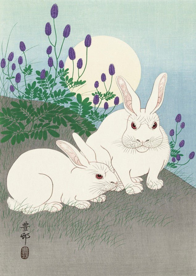 Full Moon Rabbits by Ohara Koson