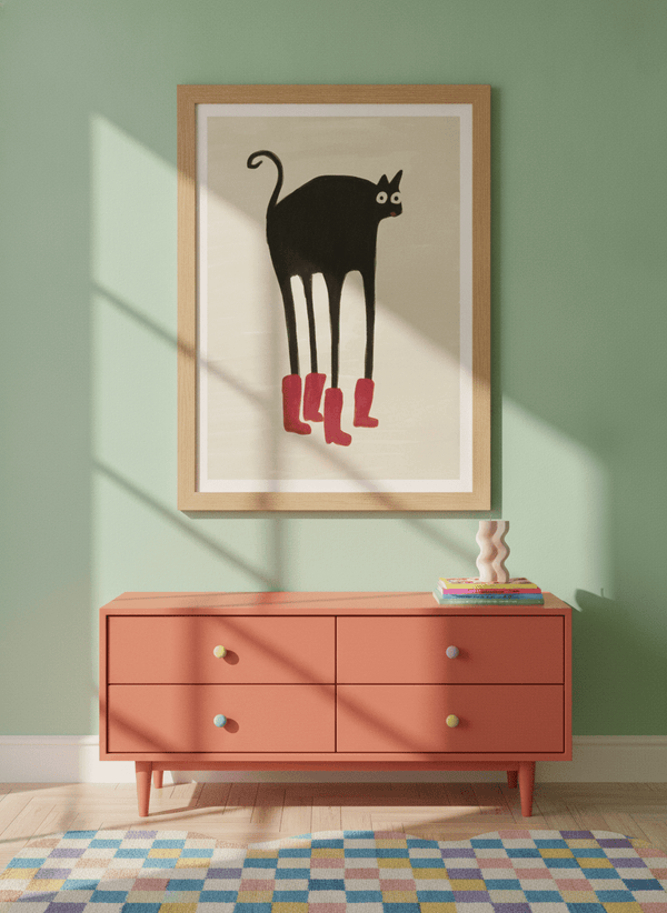 Funny Black Cat Boots By The Art Concept | Art & Canvas Print