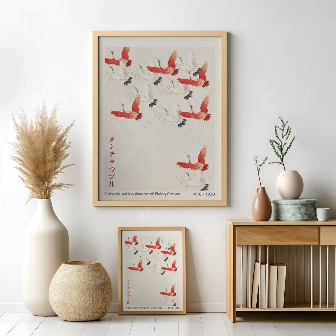 Furisode with a Myriad of Flying Cranes Wall Art - Style My Wall