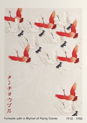 Furisode with a Myriad of Flying Cranes Wall Art