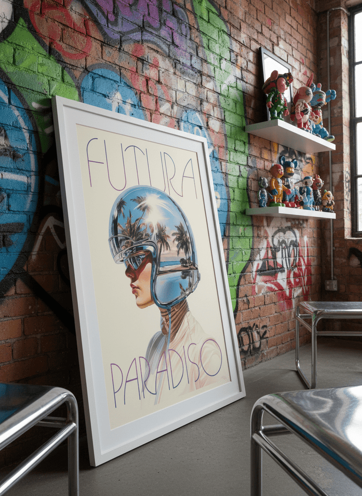 Bold wall art styled in a colourful, eclectic modern home