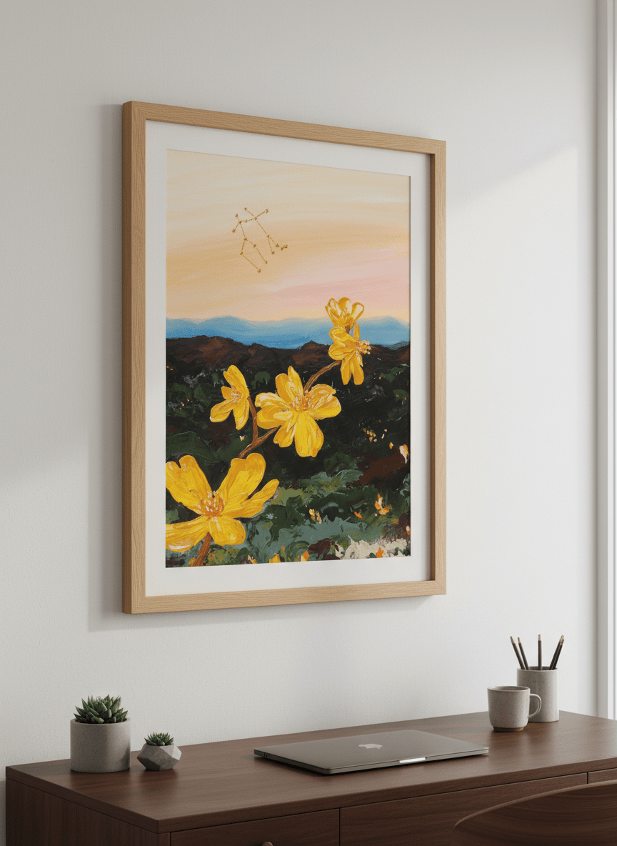 Contemporary wall art featured in a bright modern office workspace