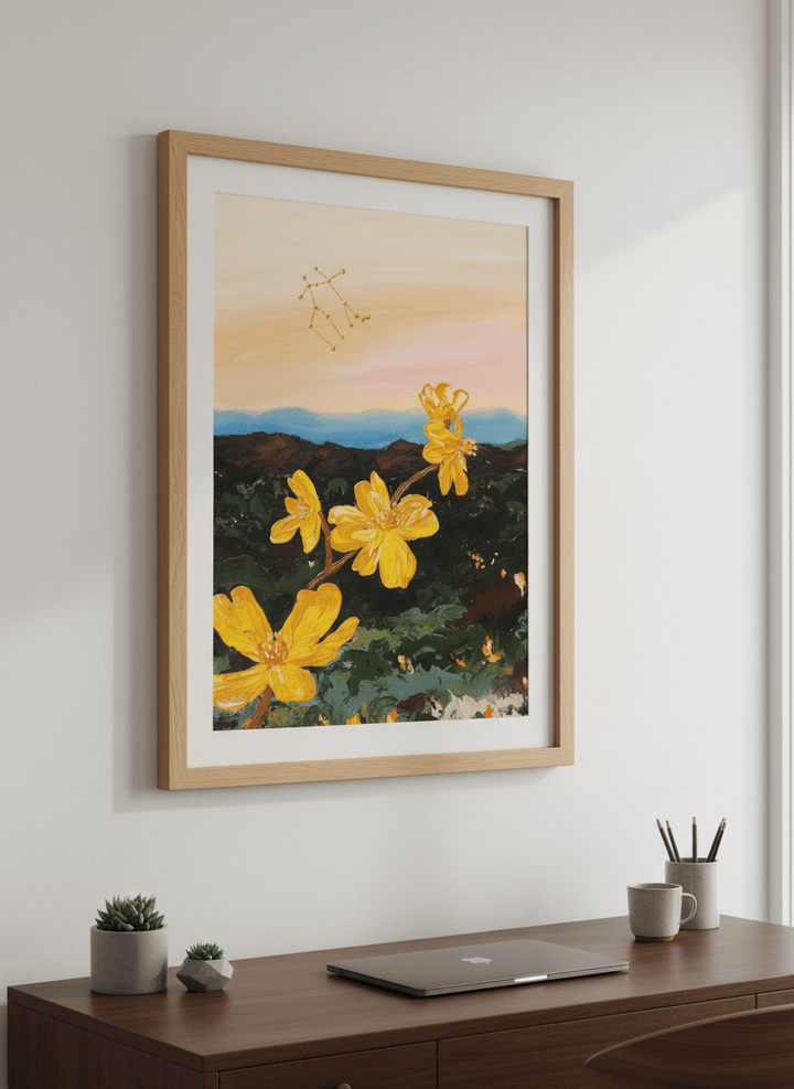 Contemporary wall art featured in a bright modern office workspace