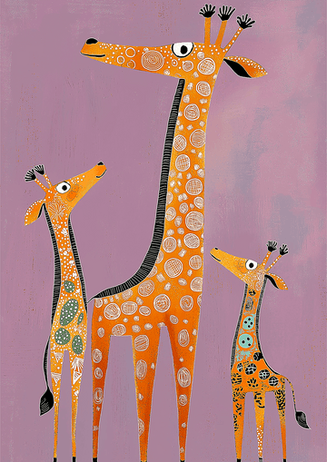 Gentle Giraffes Kids Art Print - Style My Wall,,frame