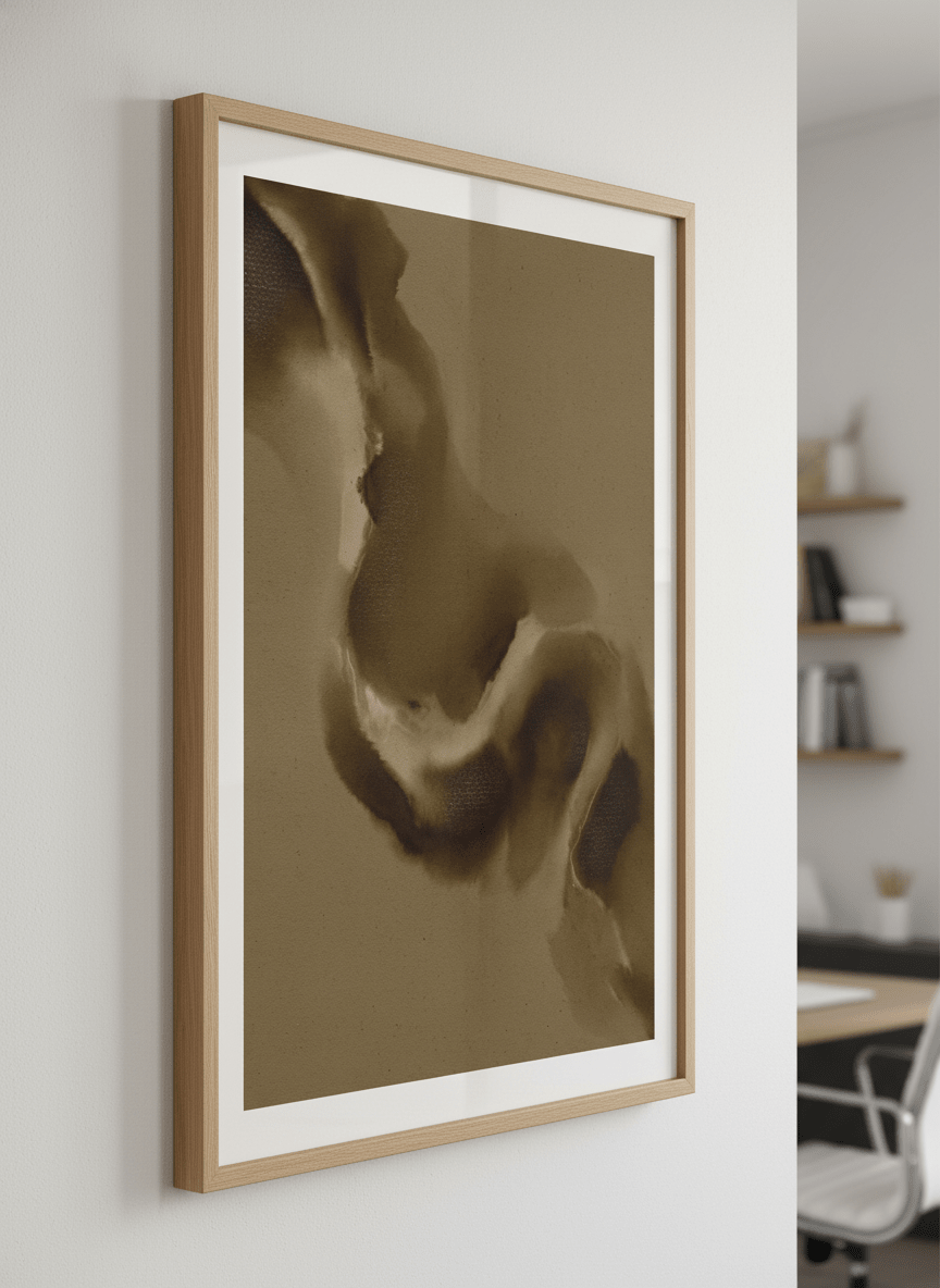Contemporary wall art featured in a bright modern office workspace