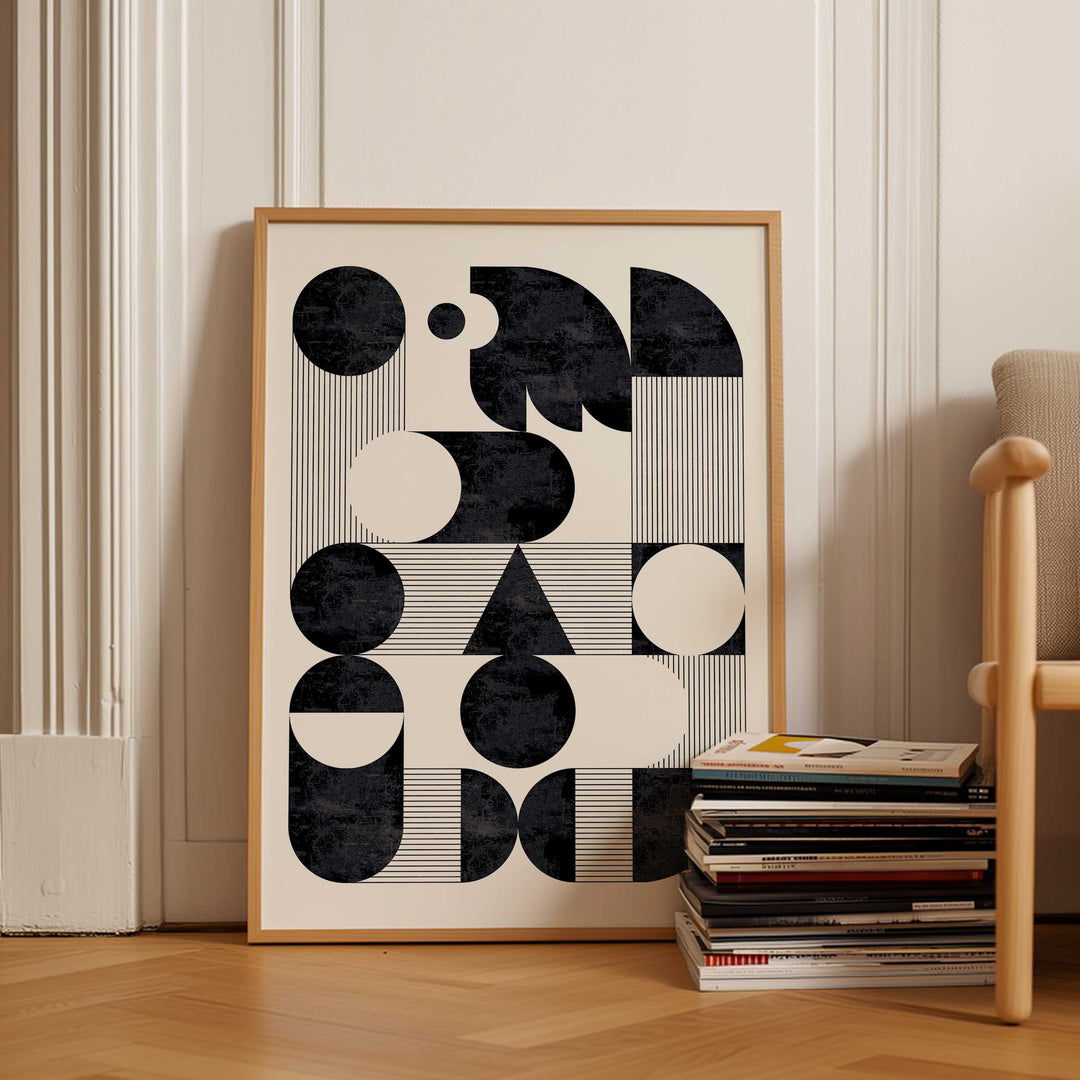 Abstract Geomtric Wall Art Print Home Study Black and white