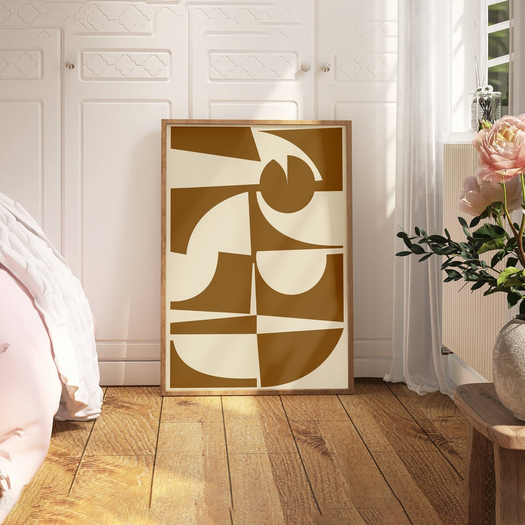 Geometric Brown Portrait Abstract by Maison Bootsy - Style My Wall