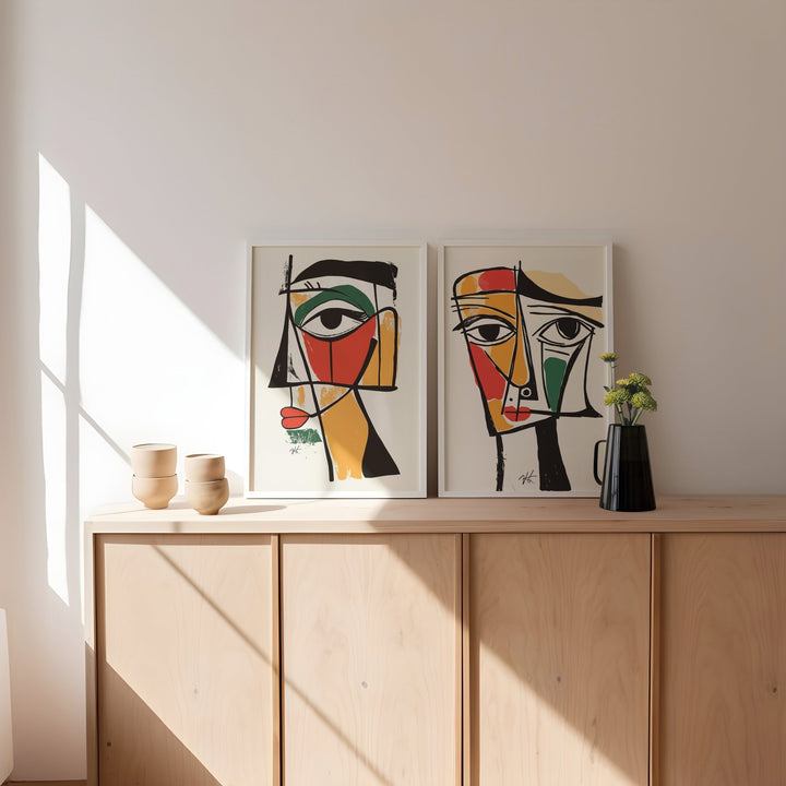 Geometric Portraits Pair Wall Art - Style My Wall