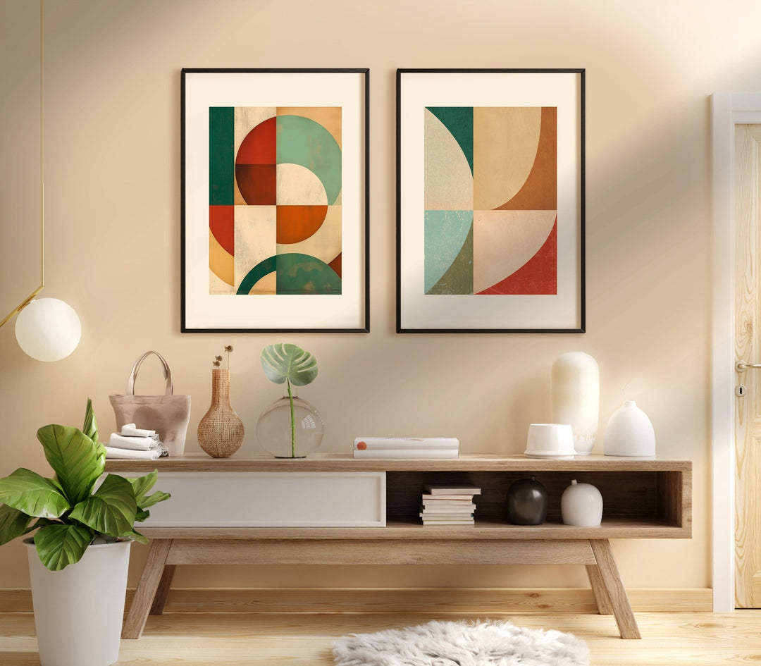 Geometric Series of Colours Abstract Set of 2 - Style My Wall