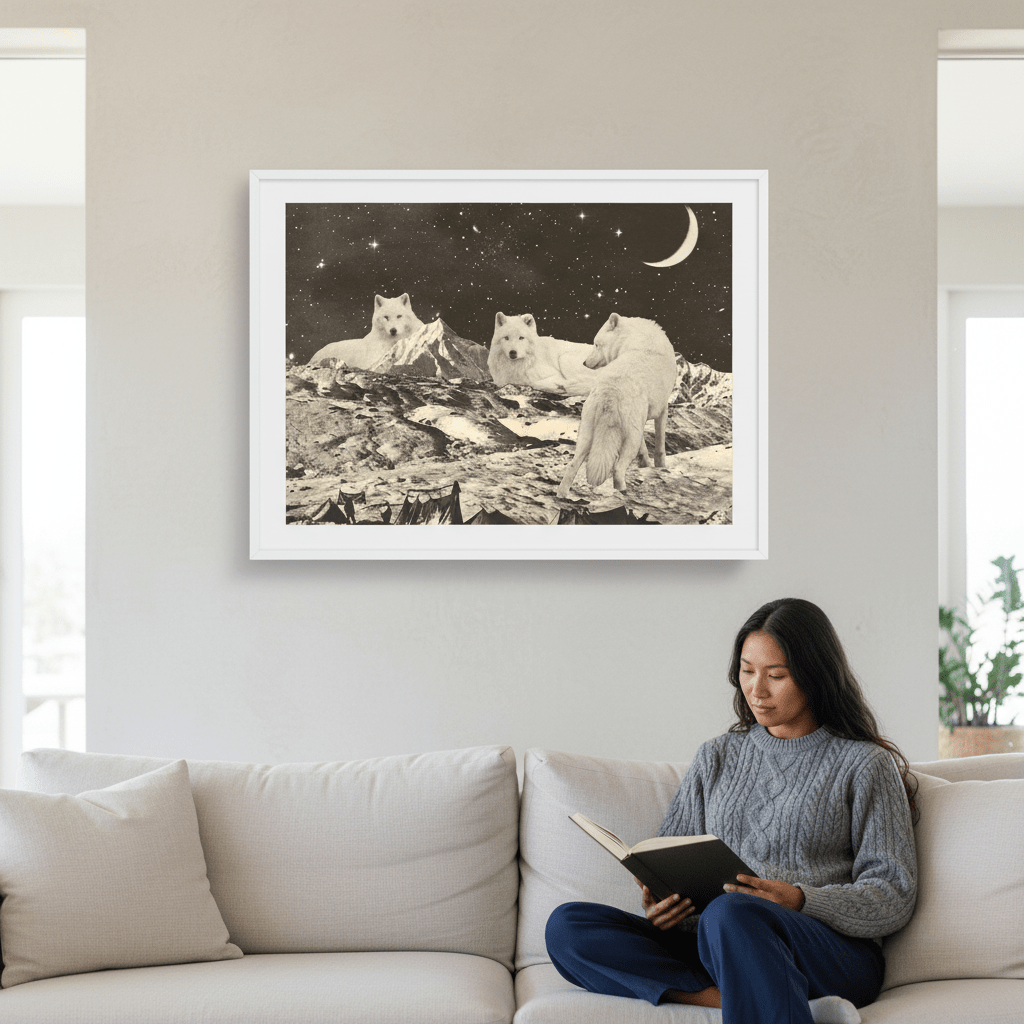 Giant White Wolves by Florent Bodart wall - art - picture - poster
