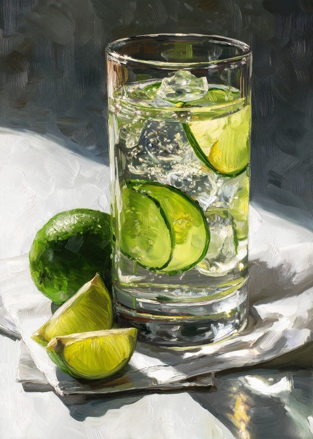 Gin and Tonic Oil Paining Illustration wall art poster frame