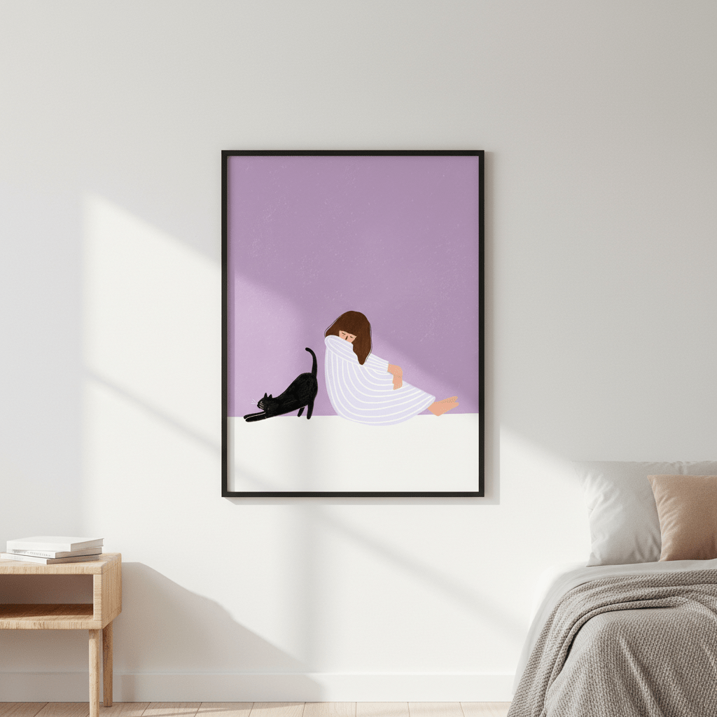 Girl and Cat by Bea Muller wall - art - picture - poster