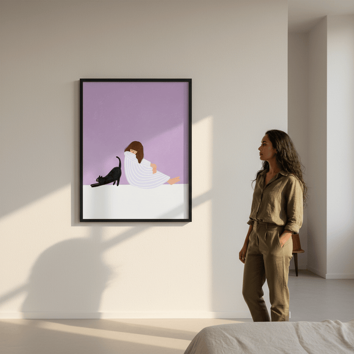 Girl and Cat by Bea Muller wall - art - picture - poster