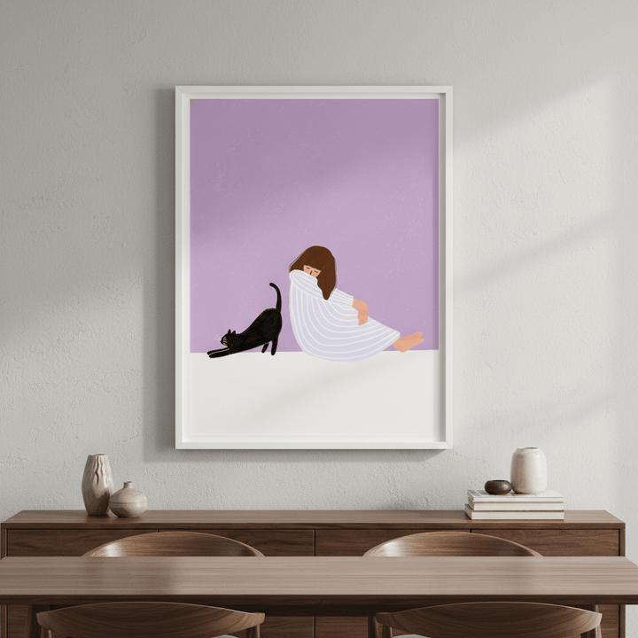 Girl and Cat by Bea Muller wall - art - picture - poster