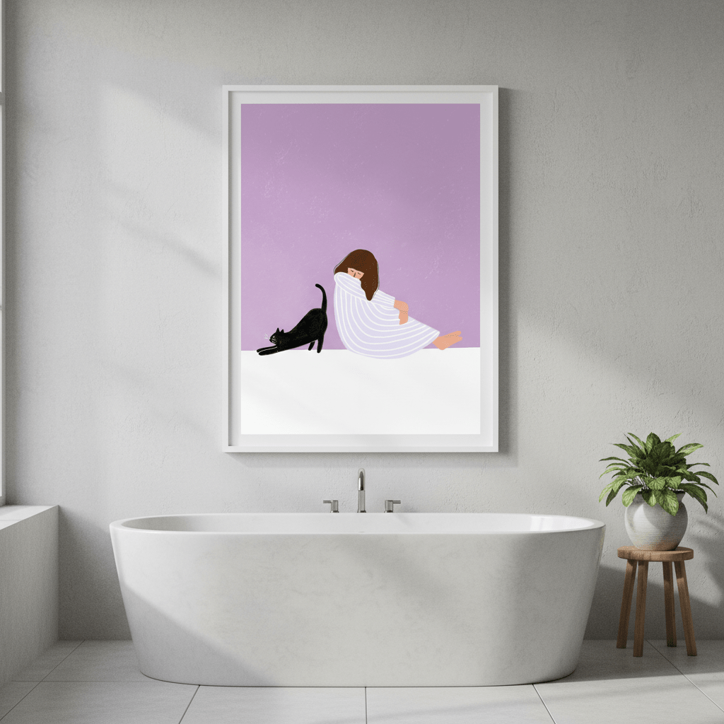 Girl and Cat by Bea Muller wall - art - picture - poster