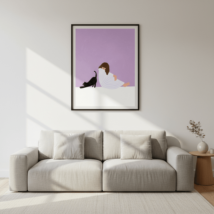 Girl and Cat by Bea Muller wall - art - picture - poster