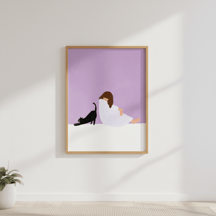 Girl and Cat by Bea Muller wall - art - picture - poster