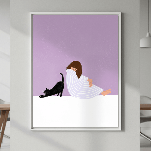 Girl and Cat by Bea Muller | Art & Canvas Print