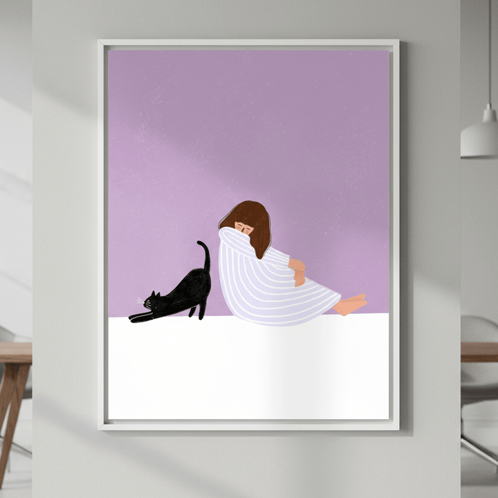 Girl and Cat by Bea Muller wall - art - picture - poster