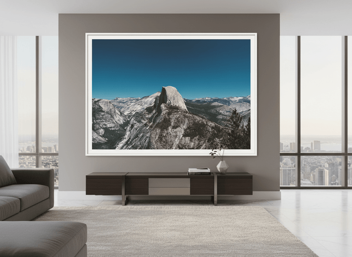 Monumental artwork centred on a feature wall in a luxe interior