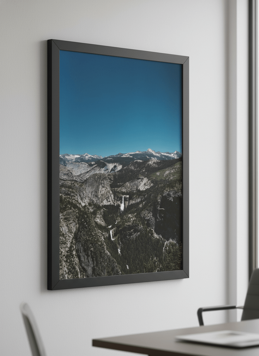 Contemporary wall art featured in a bright modern office workspace