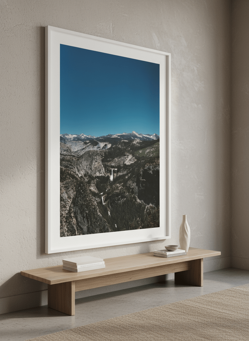 Monumental artwork centred on a feature wall in a luxe interior