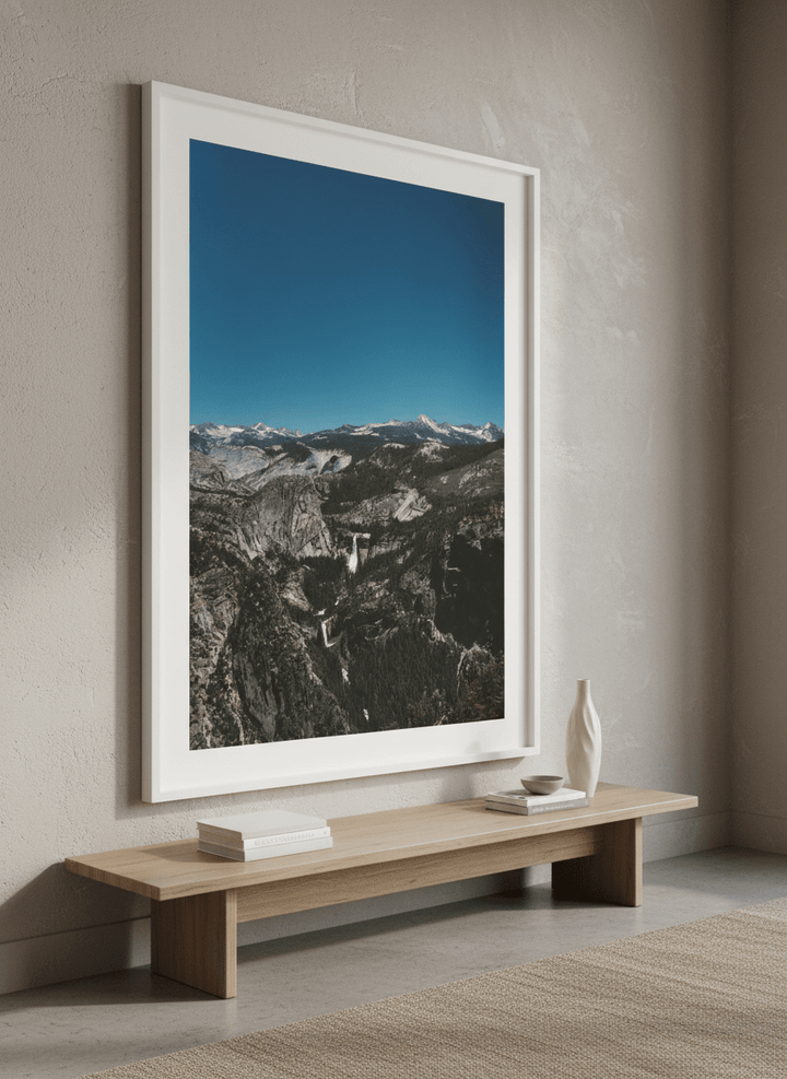 Monumental artwork centred on a feature wall in a luxe interior
