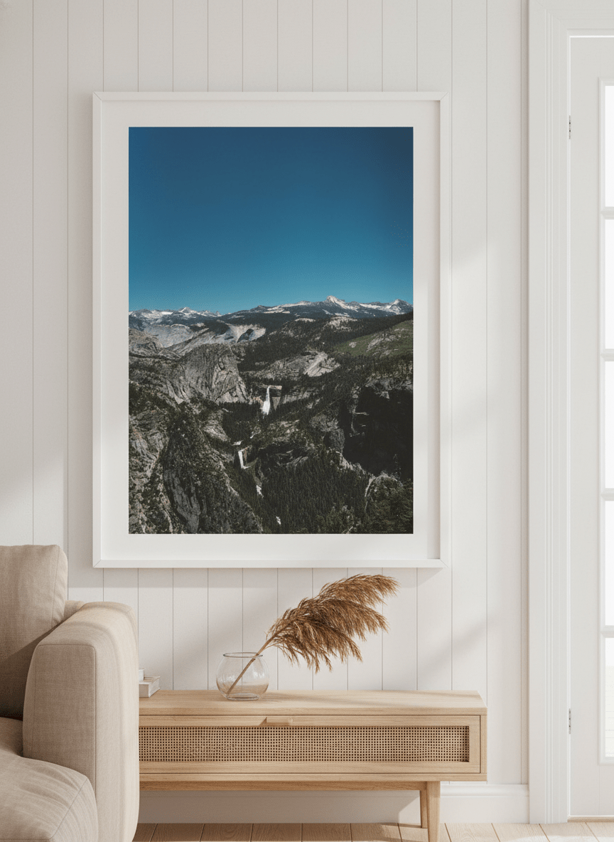 Neutral wall art displayed in a sunny coastal beach house