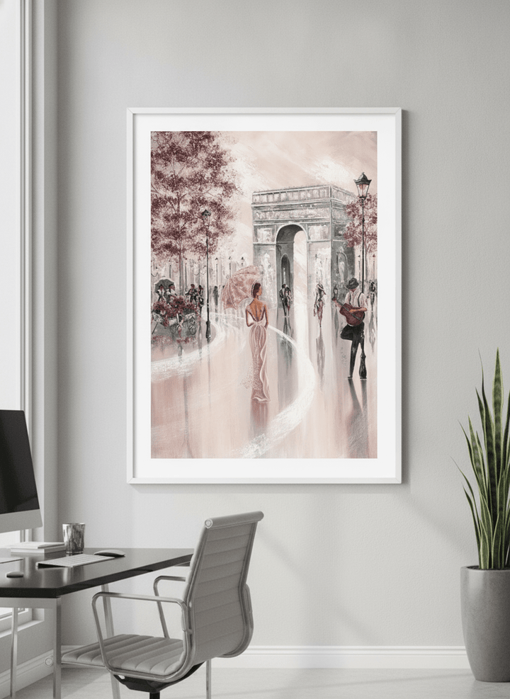 Contemporary wall art featured in a bright modern office workspace