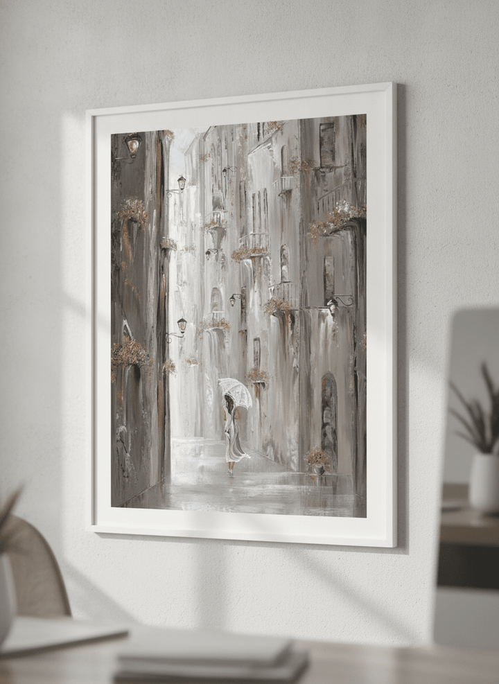 Contemporary wall art featured in a bright modern office workspace