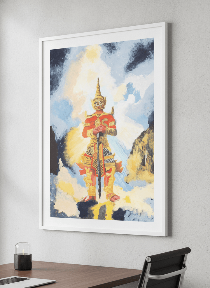 Contemporary wall art featured in a bright modern office workspace