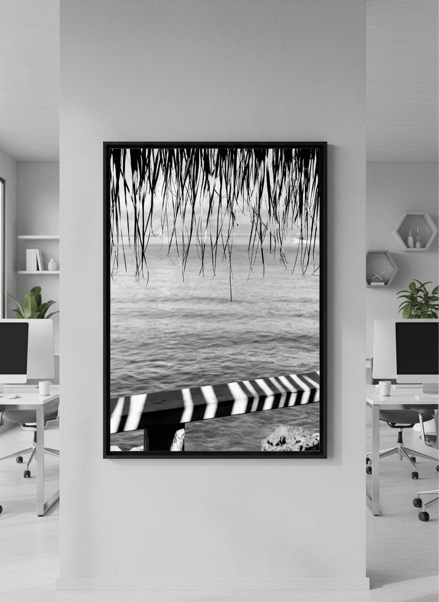 Contemporary wall art featured in a bright modern office workspace