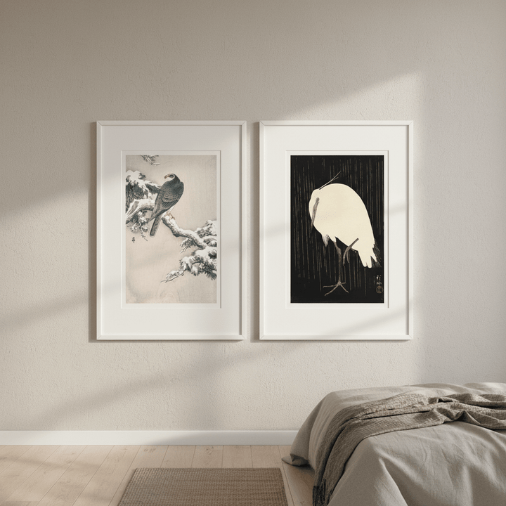 Goshawk and White Heron Duo by Ohara Koson wall - art - picture - poster
