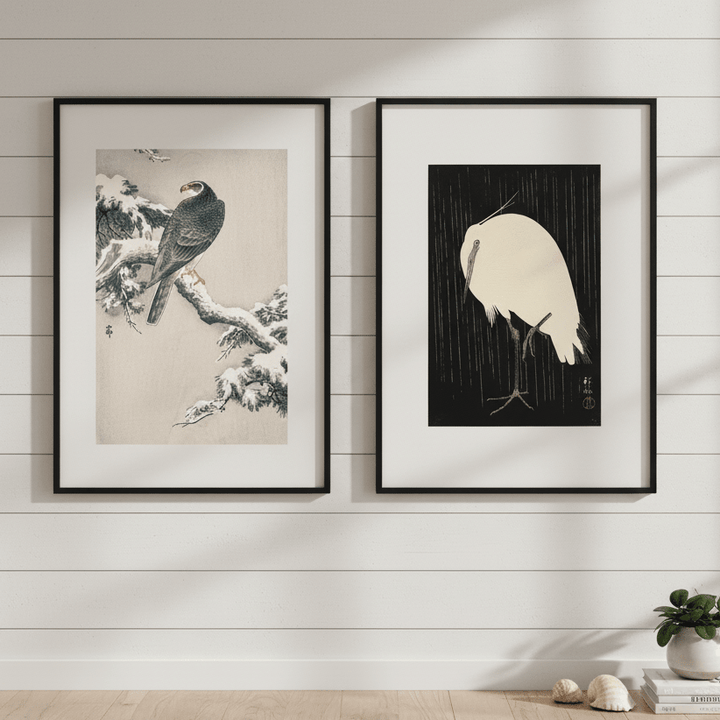 Goshawk and White Heron Duo by Ohara Koson wall - art - picture - poster