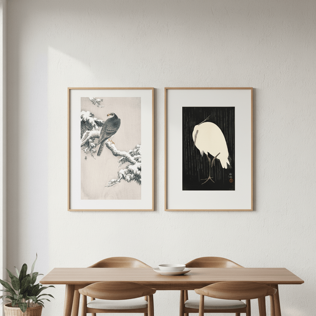Goshawk and White Heron Duo by Ohara Koson wall - art - picture - poster