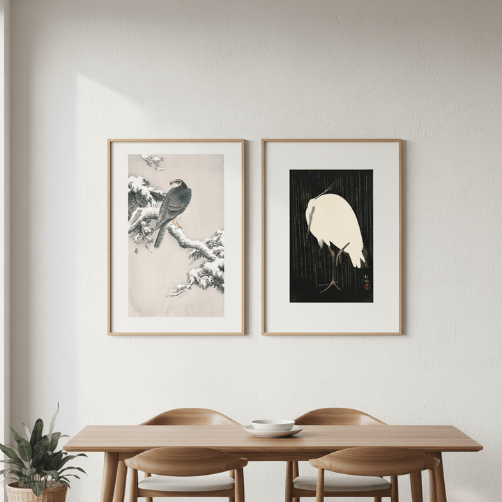 Goshawk and White Heron Duo by Ohara Koson wall - art - picture - poster