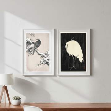 Goshawk and White Heron Duo by Ohara Koson wall - art - picture - poster